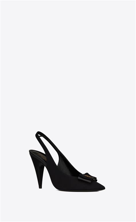 anais bow pumps ysl|Anaïs slingback bow pumps in grosgrain canvas and patent leather.